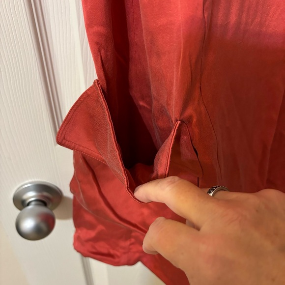 Blanc Noir Chelsea Silk Wide Leg Cargo Pant, Cranberry size Large - Picture 10 of 16